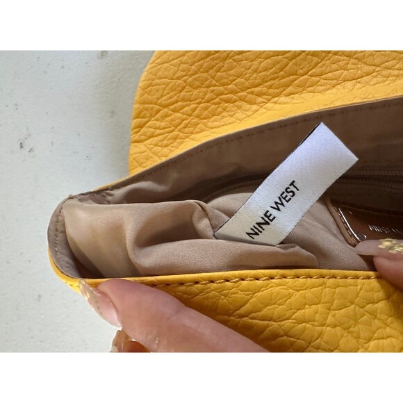 Nine West NWT Archie Yellow Faux Leather Snap Close Partial Chain Crossbody Bag - Picture 8 of 8
